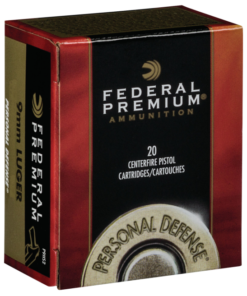 Federal Premium Personal Defense Ammunition Nickel Plated Brass 9mm 20-Rounds 124 Grain Hydra-Shock JHP