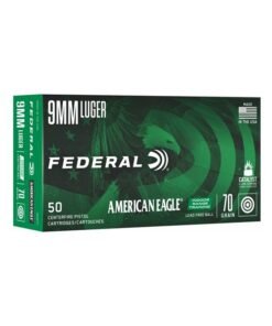 Federal American Eagle Indoor Range Training Brass 9mm 70 Grain 50-Rounds Lead-Free