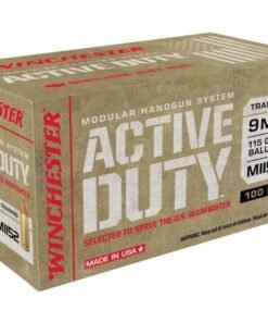 Winchester Ammunition Active Duty Handgun Ammo Brass 9mm 500-Rounds 115 Grain FMJ Flat Nose