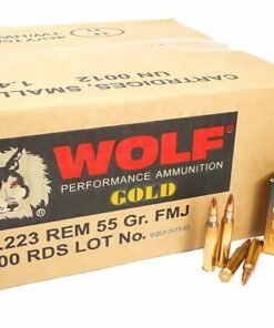 5.56x45 Ammo 55gr FMJ Wolf Gold Brass Case 1000 Round Case