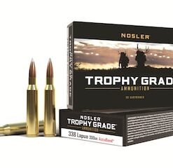 Nosler Trophy Grade Ammunition 338 Lapua Magnum 300 Grain AccuBond Box of 20 good sale