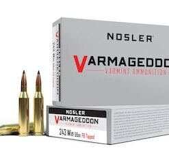 Nosler Varmageddon Ammunition 243 Winchester 55 Grain Polymer Tip Flat Base Box of 20 good sale