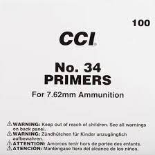 CCI Large Rifle 7.62mm NATO-Spec Military Primers #34 Box of 1000 (10 Trays of 100)